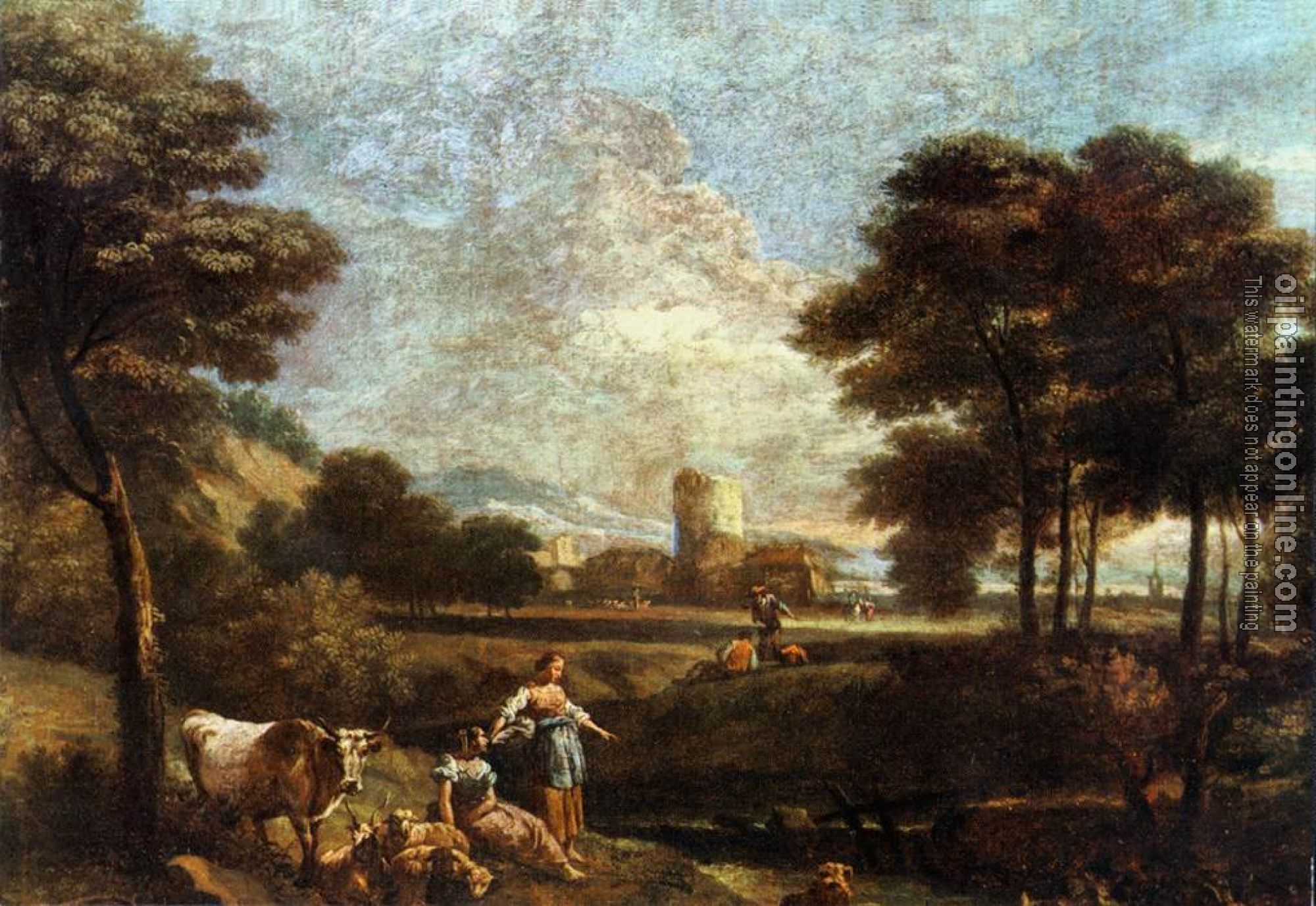 Zais, Giuseppe - Landscape with Shepherds and Fishermen